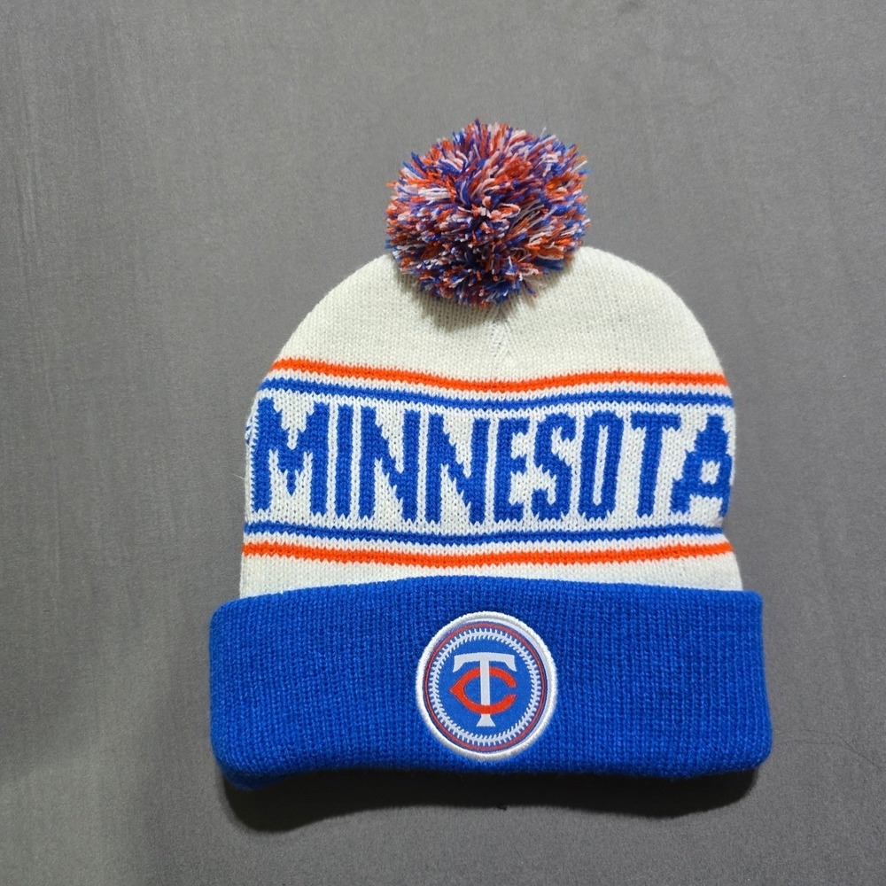 Caribou Coffee Minnesota Twins Beanie Mens OSFM Blue White Orange Pom Knit Hat